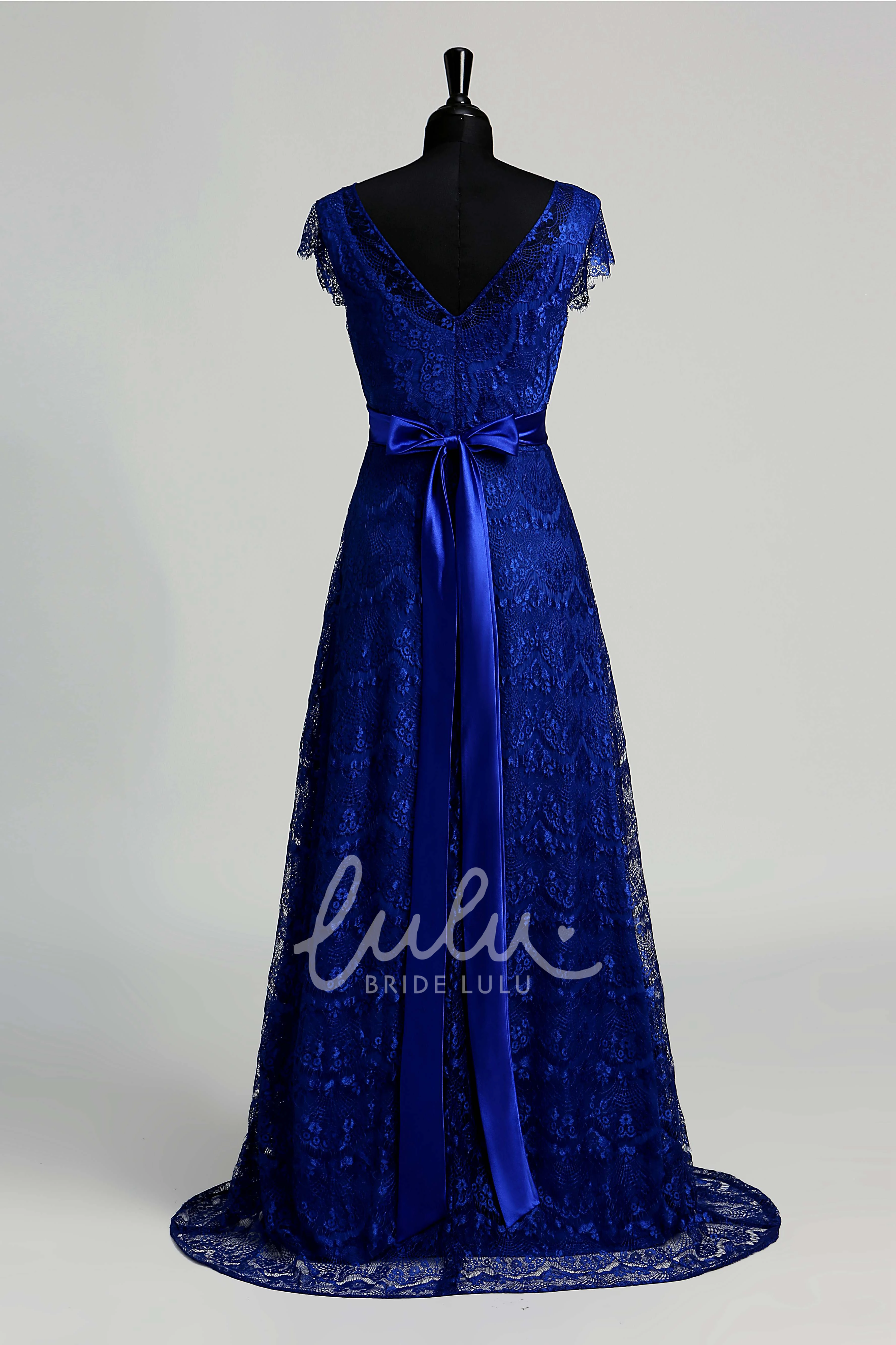 Maternity Lace A-line Dress with Cap Sleeves and V-neckline