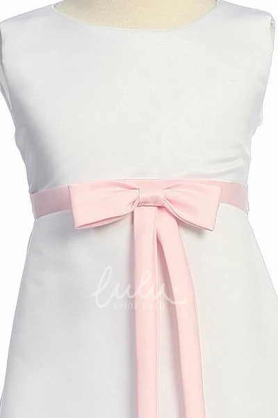 Satin Flower Girl Dress Ankle-Length Sleeveless Bow