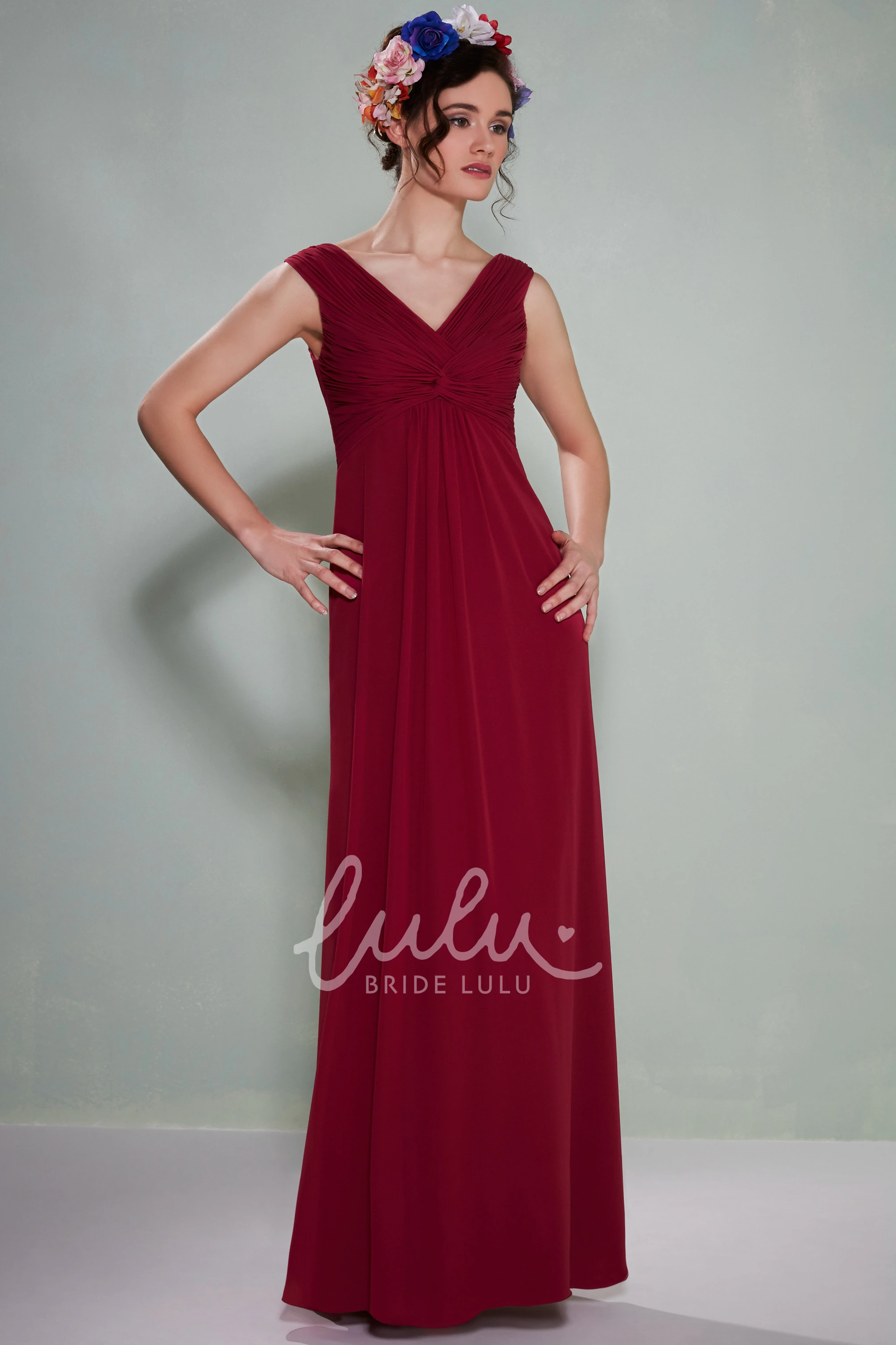 Ruched Empire Chiffon Bridesmaid Dress Flowy Bridesmaid Dress