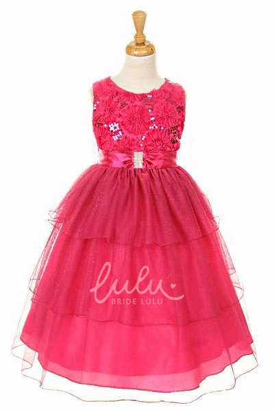 Sequin Split-Front Tea-Length Satin Dress Sparkly Prom Dress for Girls