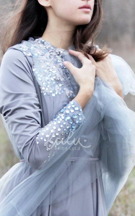 Grey Bridesmaid Dress Rustic Lace Gown with Ballet Inspiration