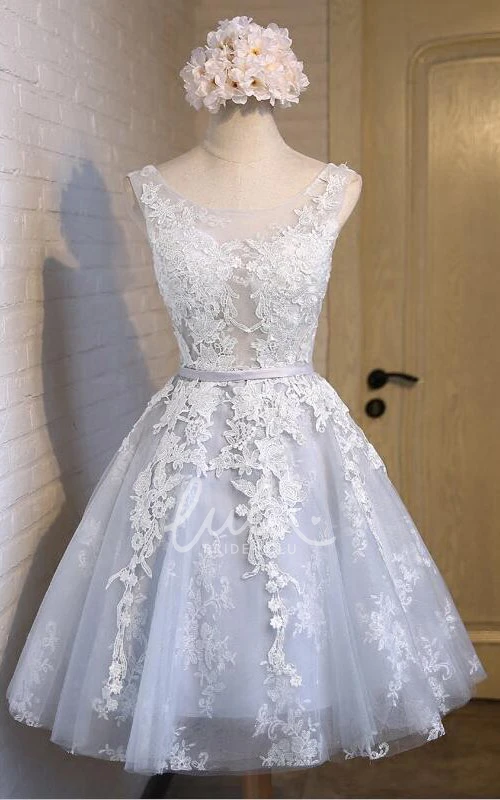 Jeweled Lace Sleeveless A-line Knee-length Formal Dress