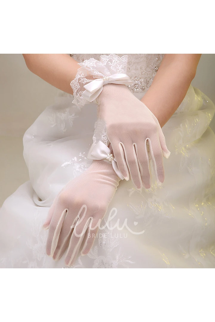 Elastic Bow Lace Short Gloves Prom Dress Accessory