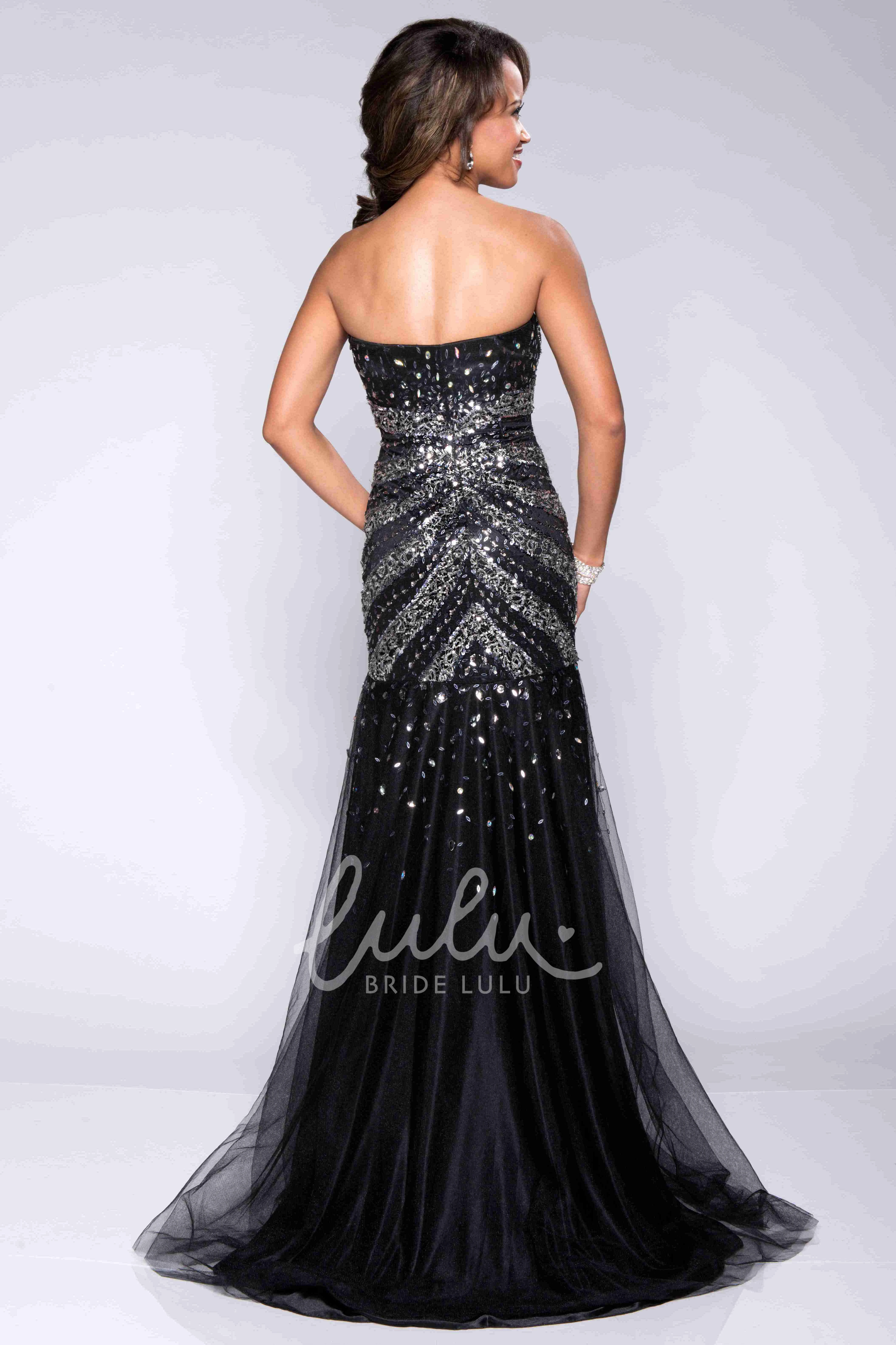 Trumpet Sequin Tulle Strapless Prom Dress Glamorous Party Dress 2025