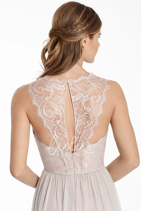 A-Line Chiffon&Lace Bridesmaid Dress with Illusion Back Classy Bridesmaid Dress