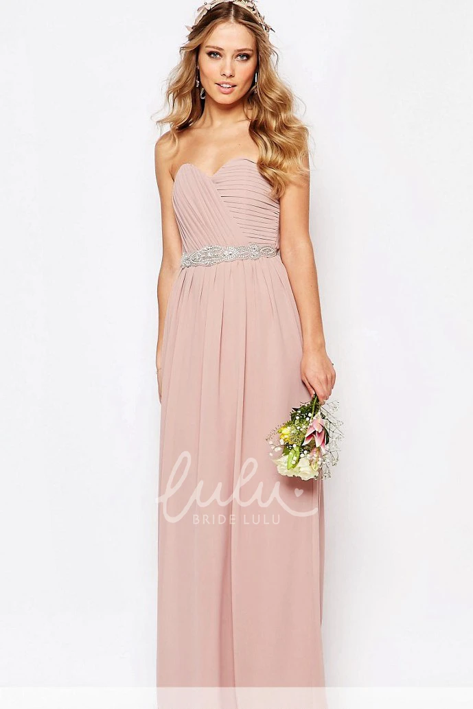 Ruched Sweetheart Chiffon Bridesmaid Dress Ankle-Length