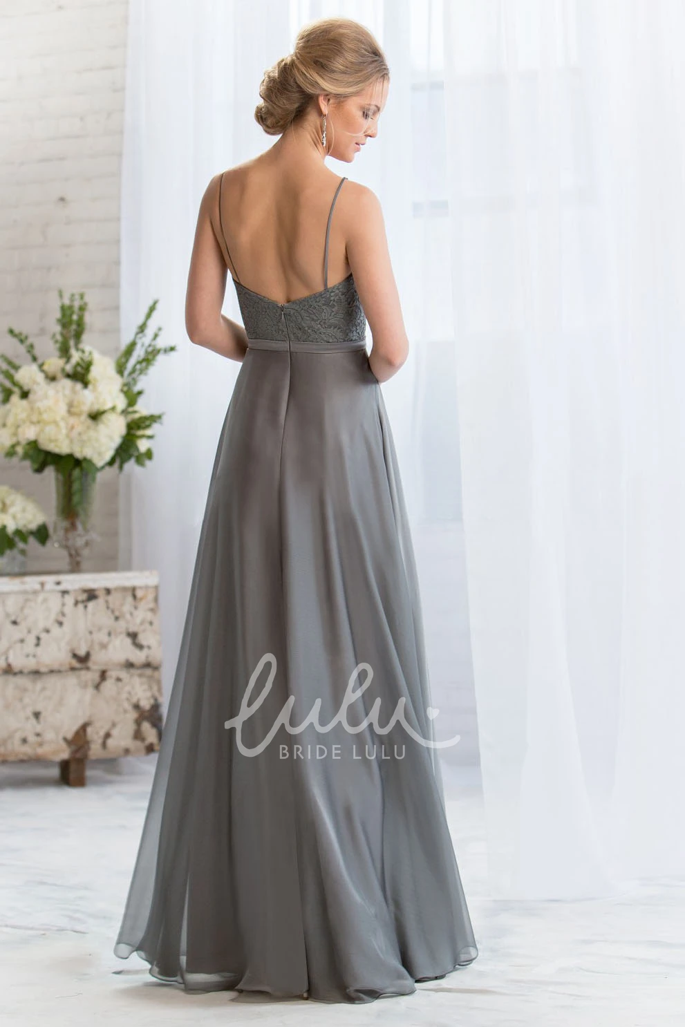Lace Bodice Sleeveless A-Line Bridesmaid Dress Elegant Bridesmaid Dress