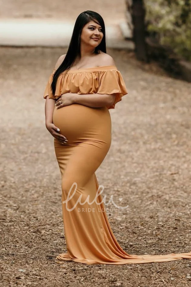 Empire Half Sleeve Maternity Bridesmaid Dress with Court Train