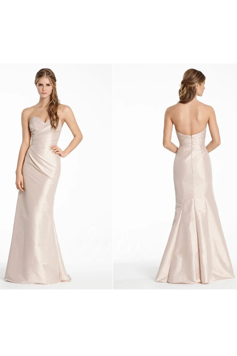 Sleeveless Sweetheart Satin Bridesmaid Dress with Criss-Cross Back Classy Bridesmaid Dress