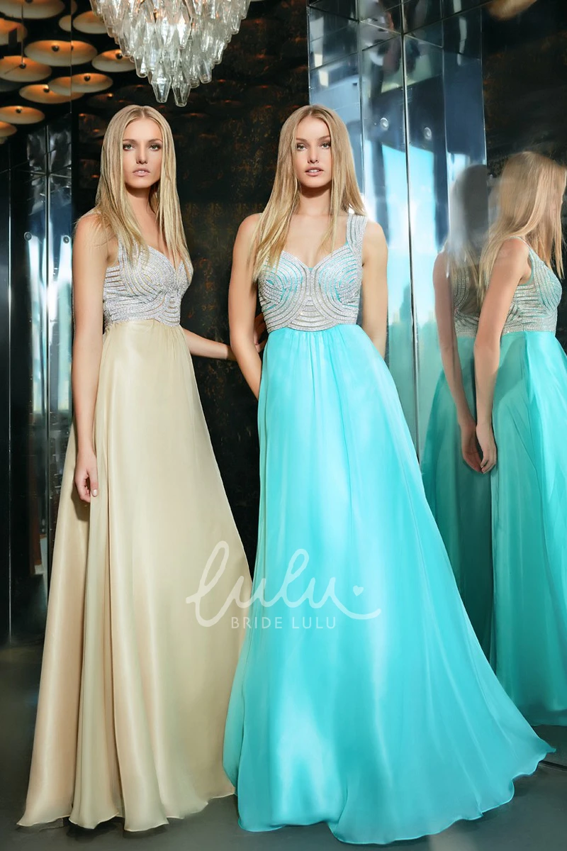 Illusion Back Chiffon Prom Dress Sleeveless Strapped Design