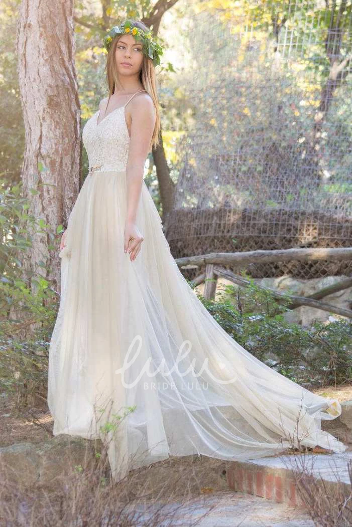 Tulle Floor-Length Dress with Beaded Top Spaghetti Pleated Women