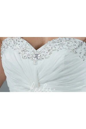 Crystal Sweetheart Tulle Wedding Dress Ball Gown with Waist