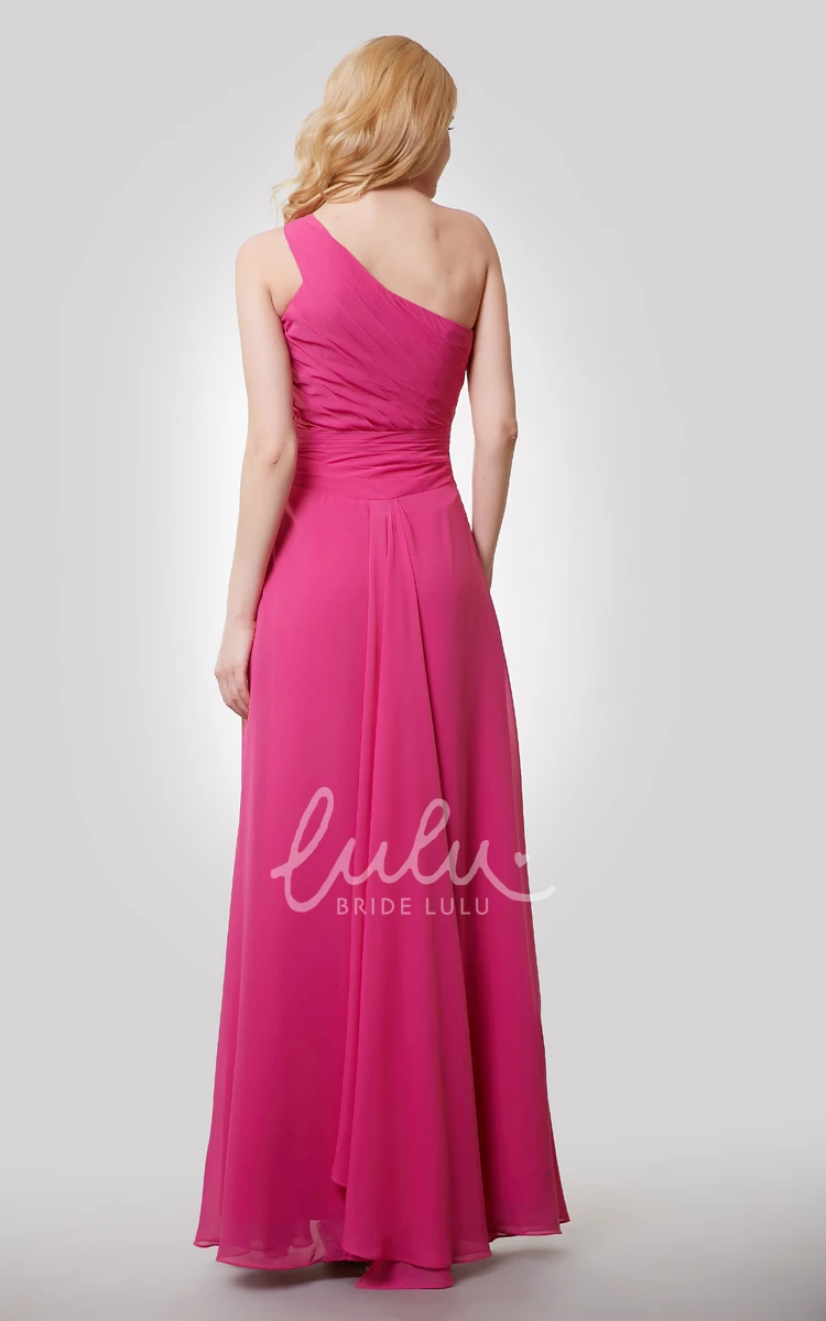 Ruched One-Shoulder Chiffon Dress Classy Prom Dress