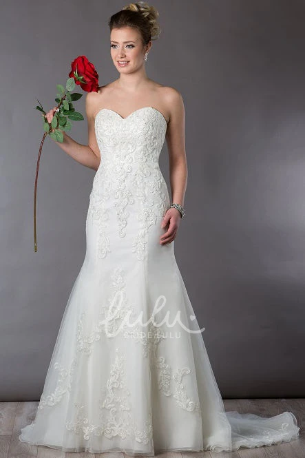 Mermaid Organza Wedding Dress with Applique and Sweetheart Neckline