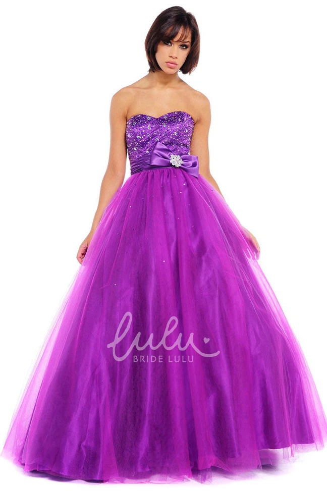 Beaded Sweetheart Tulle Prom Dress Sleeveless Ball Gown Floor-Length