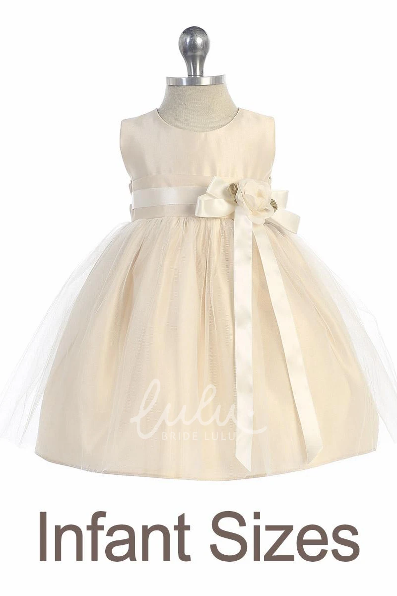 Tiered Tulle & Satin Tea-Length Flower Girl Dress Elegant 2025 Wedding Dress