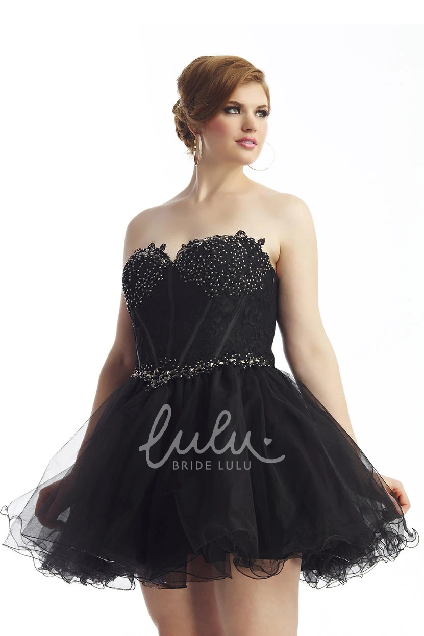 Lace Applique A-line Sweetheart Short Dress