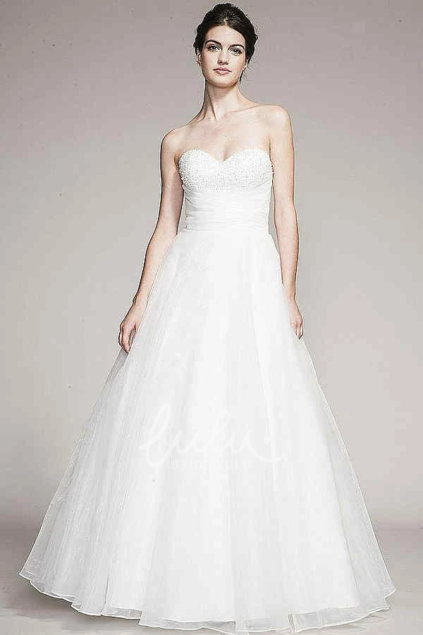 Tulle Sweetheart Wedding Dress with Beading and Pleats Long