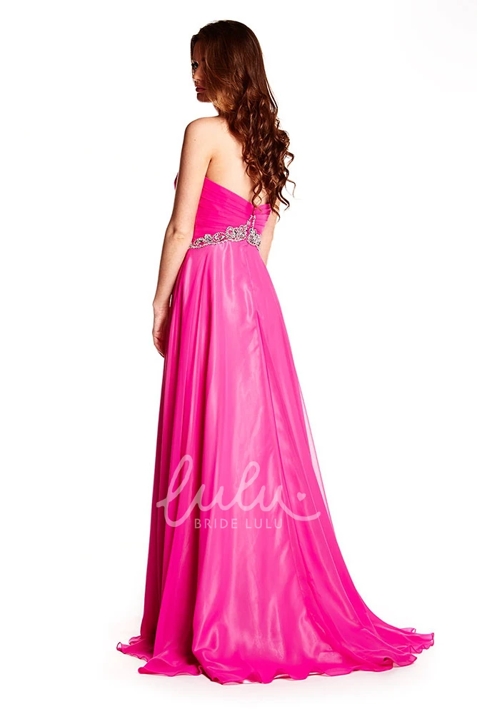 Sweetheart Chiffon Prom Dress Beaded Sleeveless Flowy Women's Formal Gown
