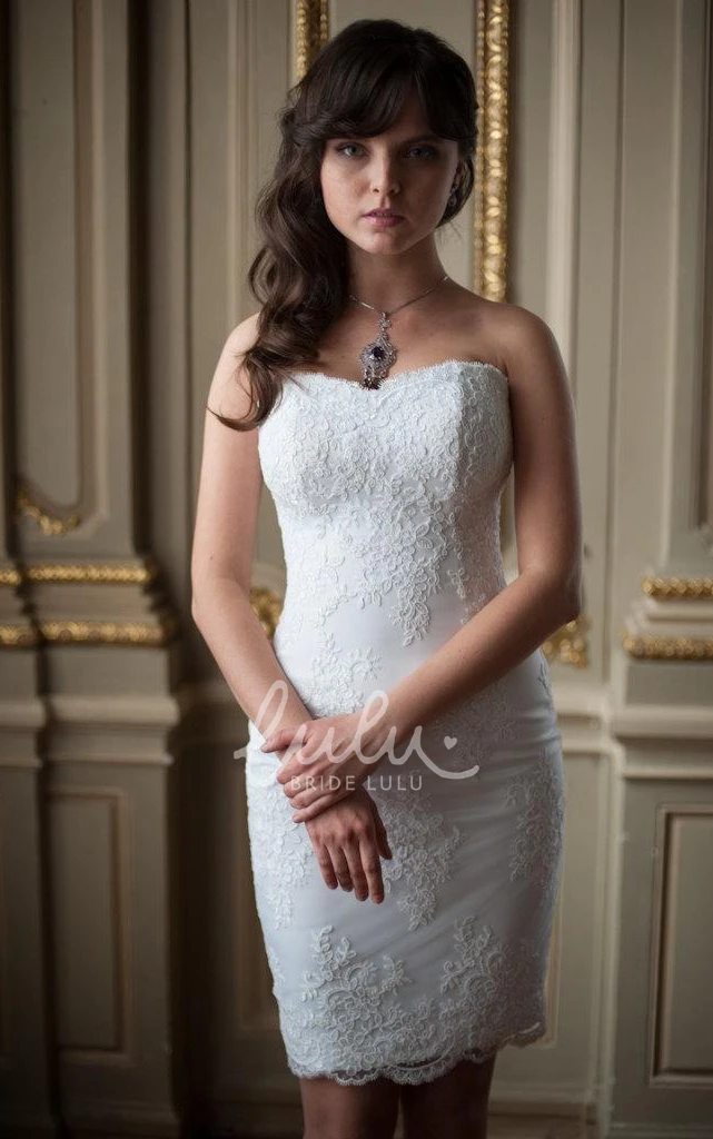 Short Lace Wedding Dress With Appliques Sweetheart Lace-Up Back