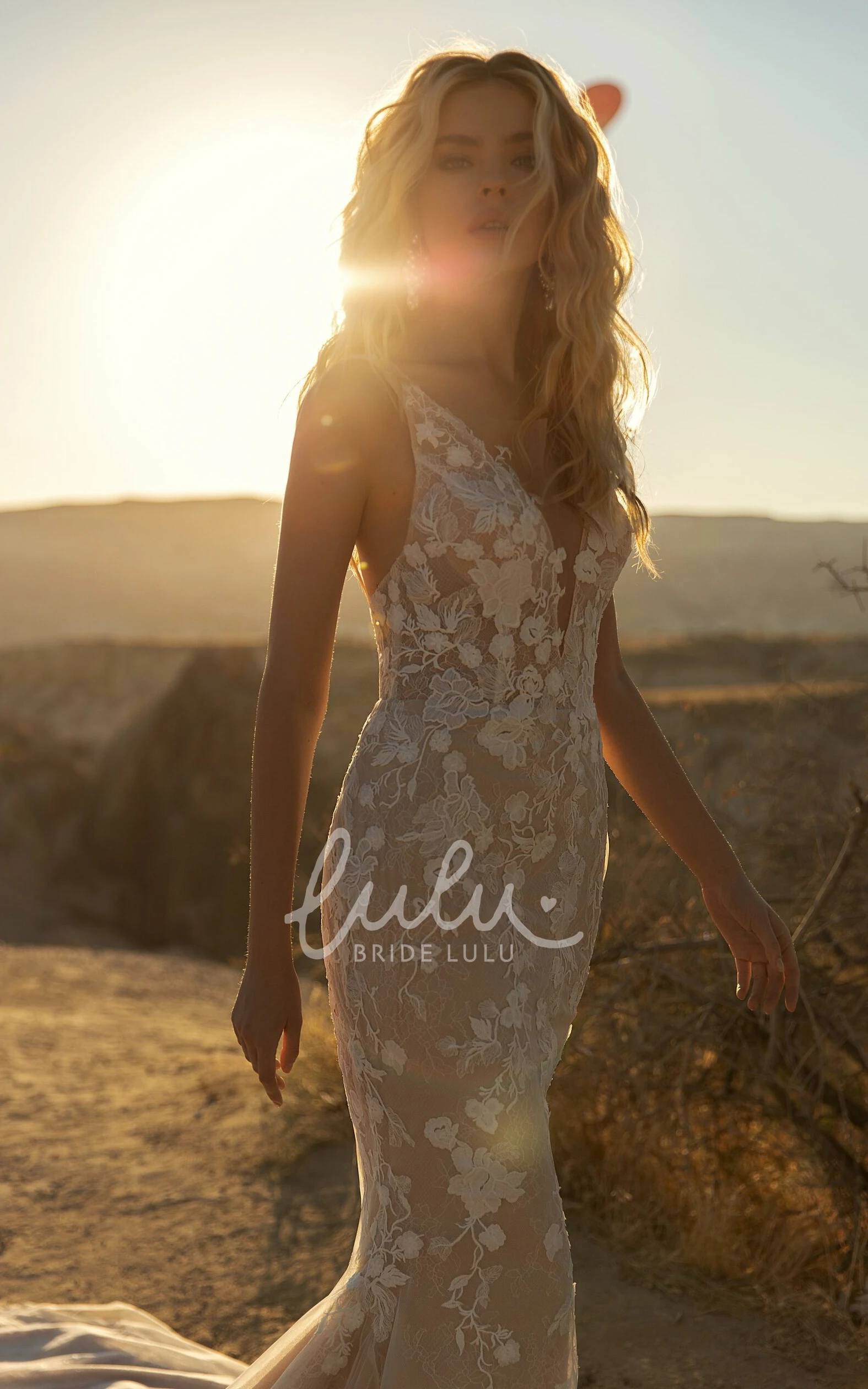 Modest Mermaid V-neck Spaghetti Tulle Wedding Dress with Ruching Sweep Train