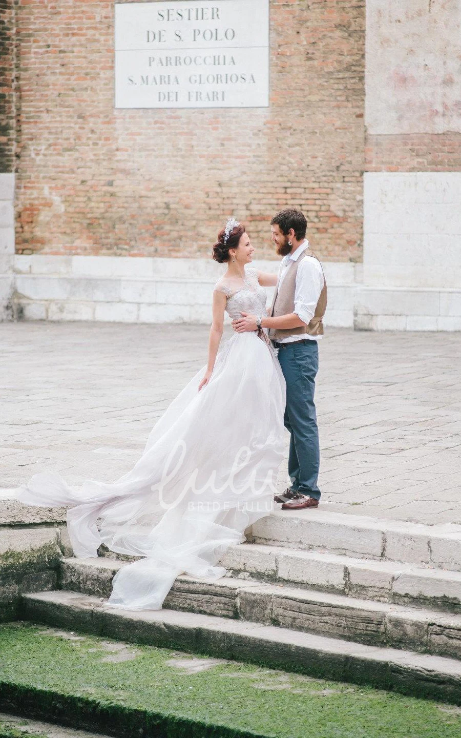 Lavender Shade Lace Wedding Dress Romantic Bridal Gown