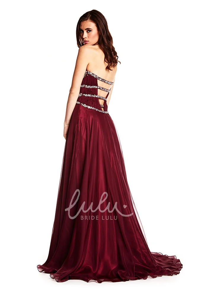 A-Line Sweetheart Beaded Chiffon Prom Dress with Straps and Pleats Classy Prom Dress