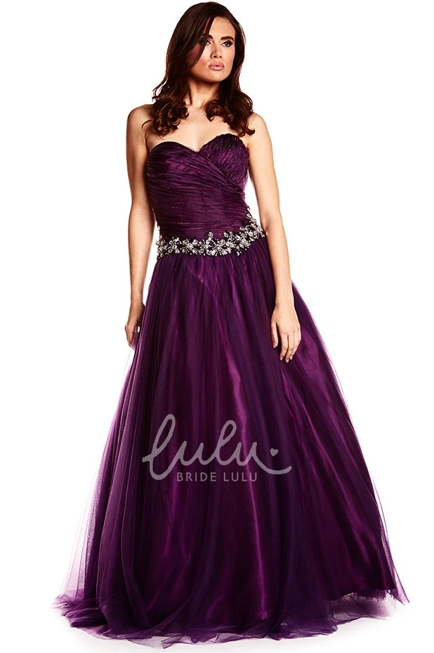 A-Line Criss-Cross Sweetheart Tulle&Satin Prom Dress Modern Prom Dress