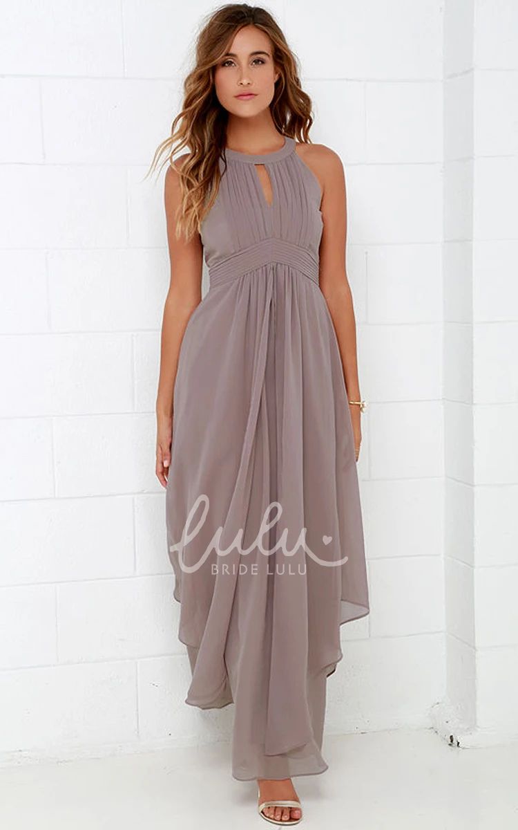 Empire Halter Sleeveless Bridesmaid Dress with Brilliant Beading