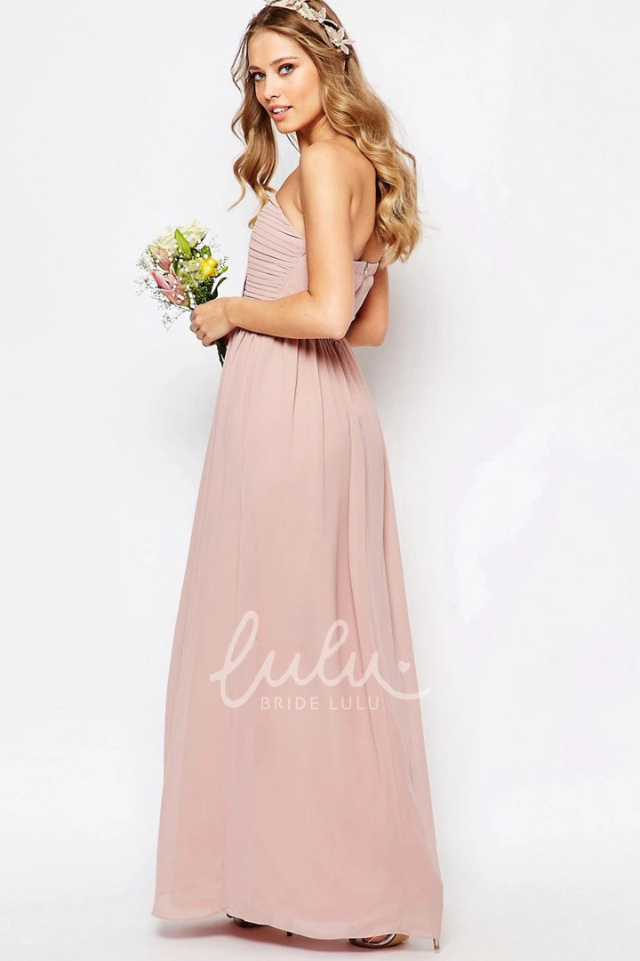 Ruched Sweetheart Chiffon Bridesmaid Dress Ankle-Length
