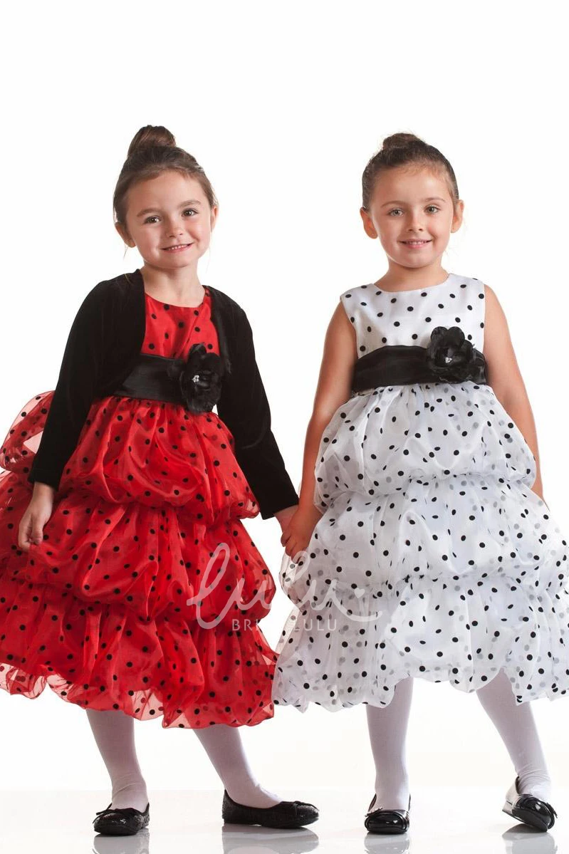 Organza Tiered Flower Girl Dress Tea-Length