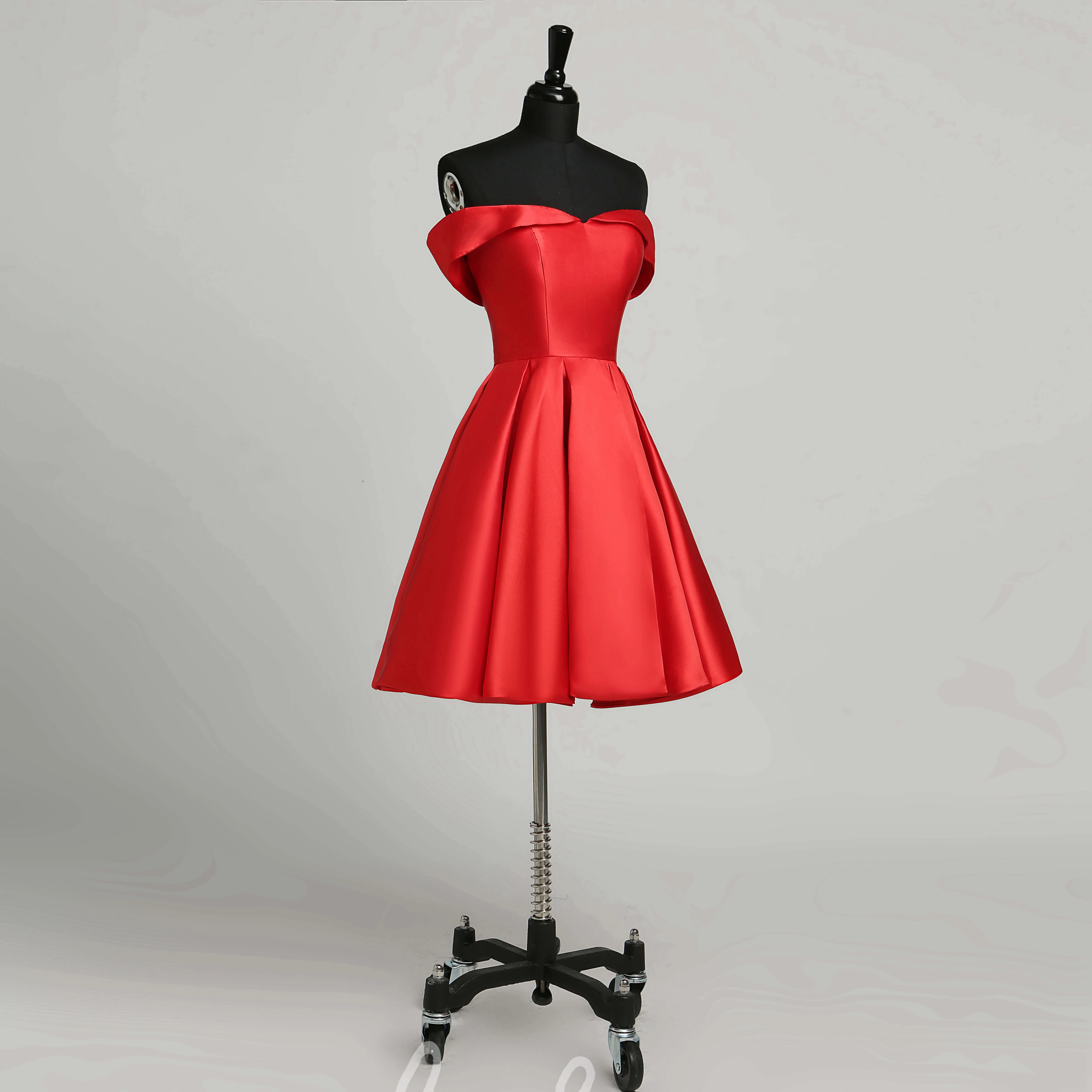 Elegant Satin A-Line Off-the-Shoulder Sleeveless Mini Formal Dress