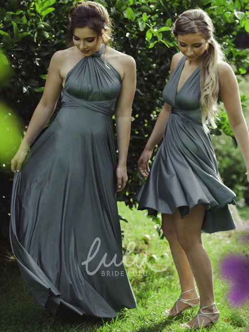 Knee-Length Halter Chiffon Bridesmaid Dress with Sleeveless Ruching and Straps
