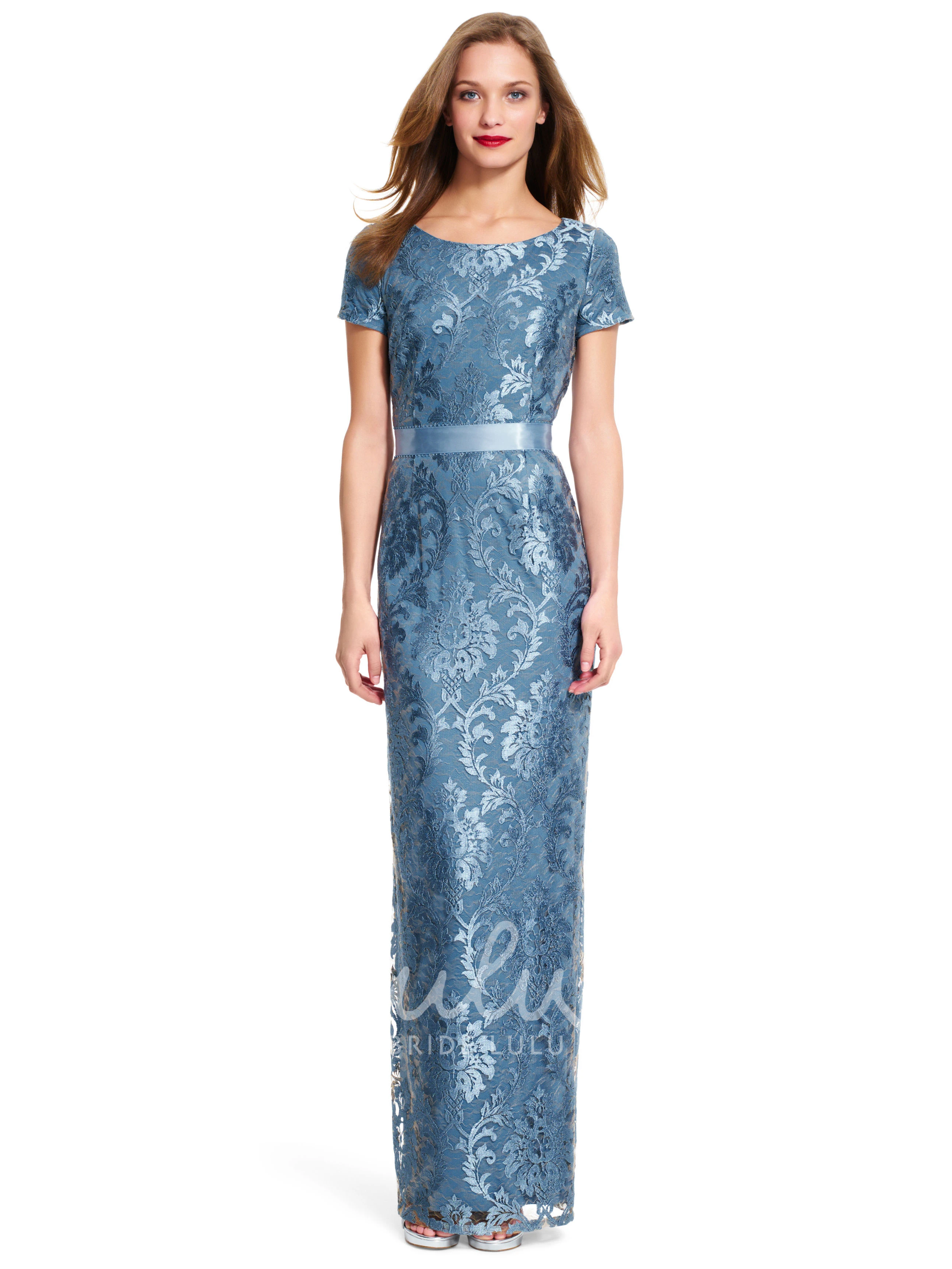 Scoop-Neck Bowed Chiffon Bridesmaid Dress with Split Back Floor-Length