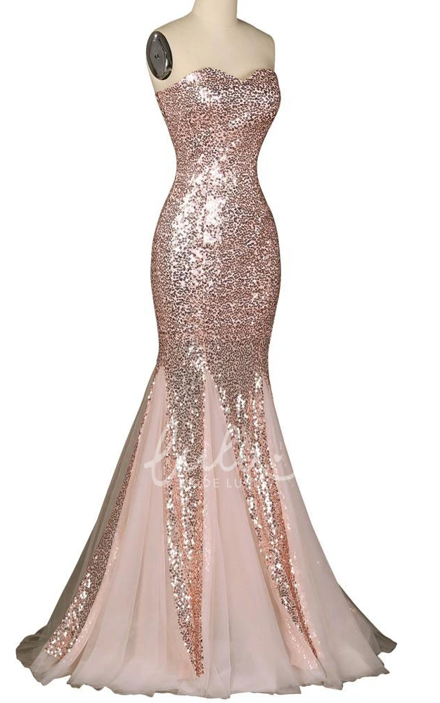 Sleeveless Sequin Dress Sweetheart Lace-Up Back Prom Dress