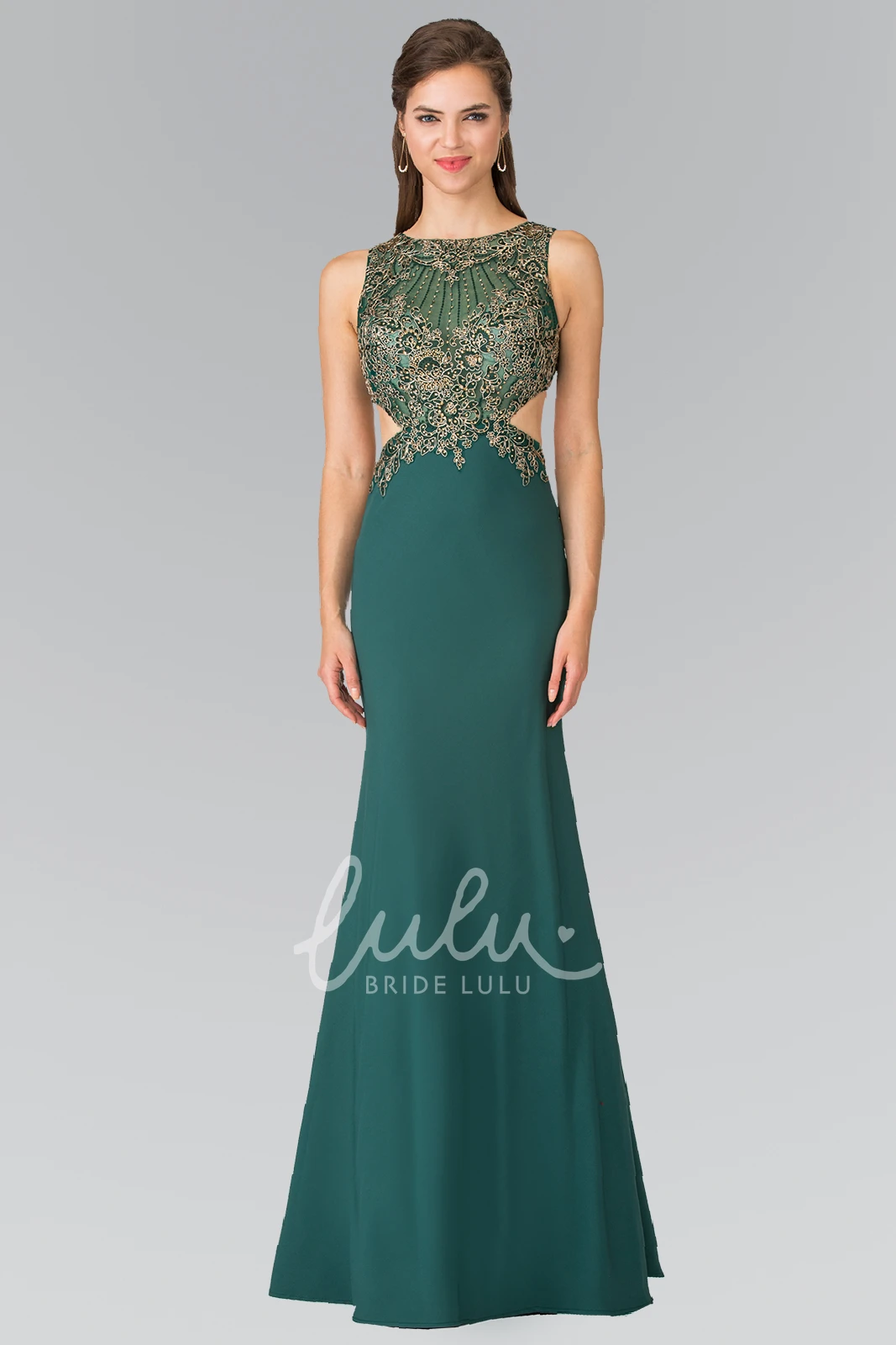 Keyhole Sheath Jersey Sleeveless Bridesmaid Dress with Beading