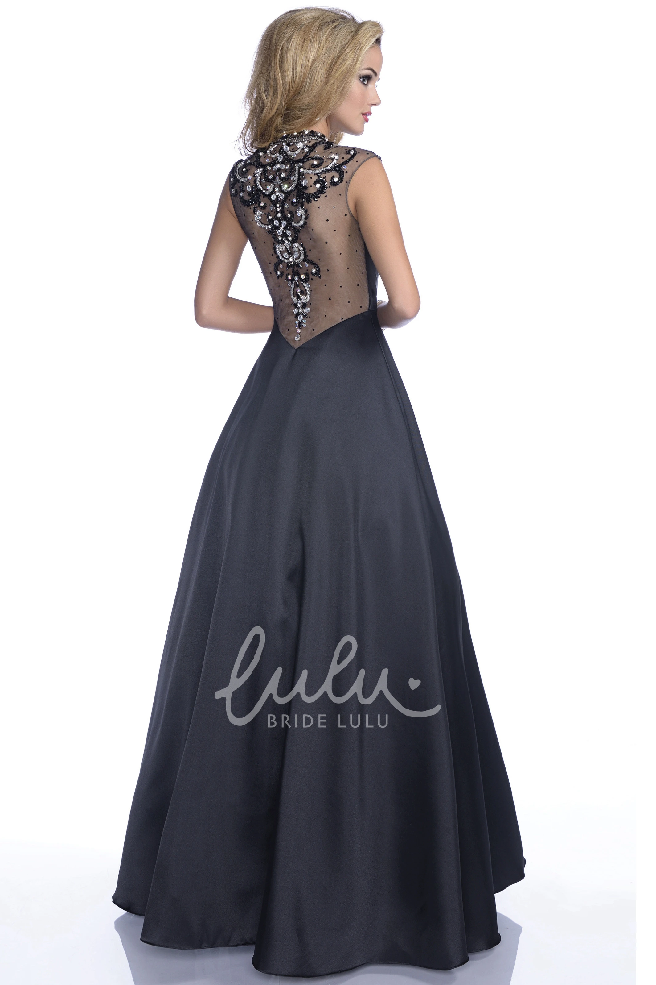 Sophisticated Cap Sleeve Satin Formal Dress A-Line