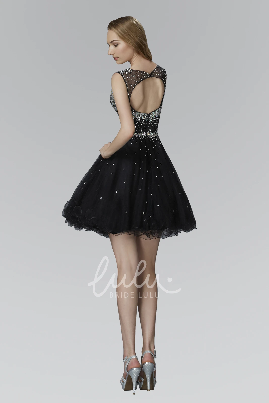 Keyhole Scoop-Neck A-Line Dress with Beading Prom Dress