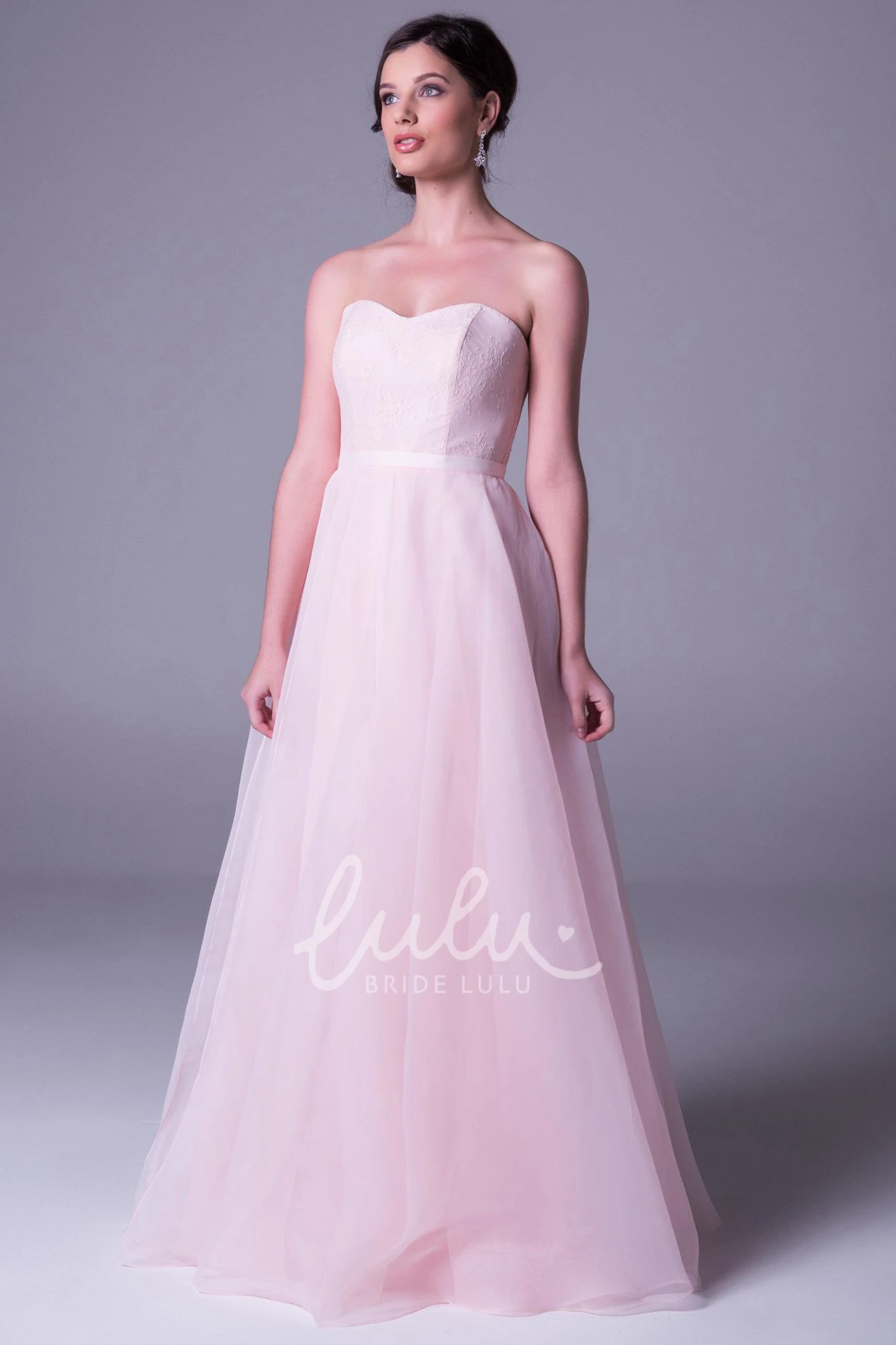 Floor-Length A-Line Tulle Sweetheart Prom Dress with Sleeveless