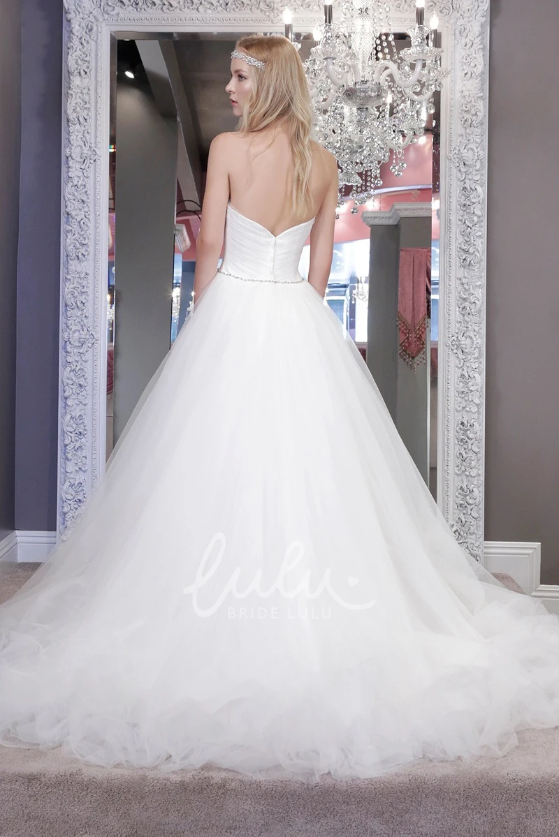 Sweetheart Jeweled Tulle Ball Gown Wedding Dress with Criss Cross Elegant 2025 Bridal Gown