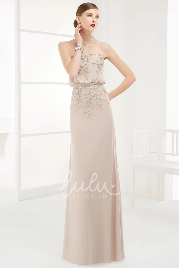 Strapless Sheath Prom Dress with Appliqued Top and Belt Modern Long Prom Dress