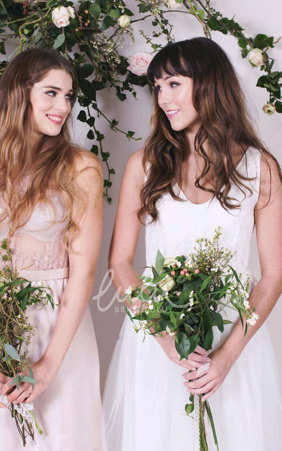 Ivory Tulle Floor-length Bridesmaid Dress 2025 Women Elegant