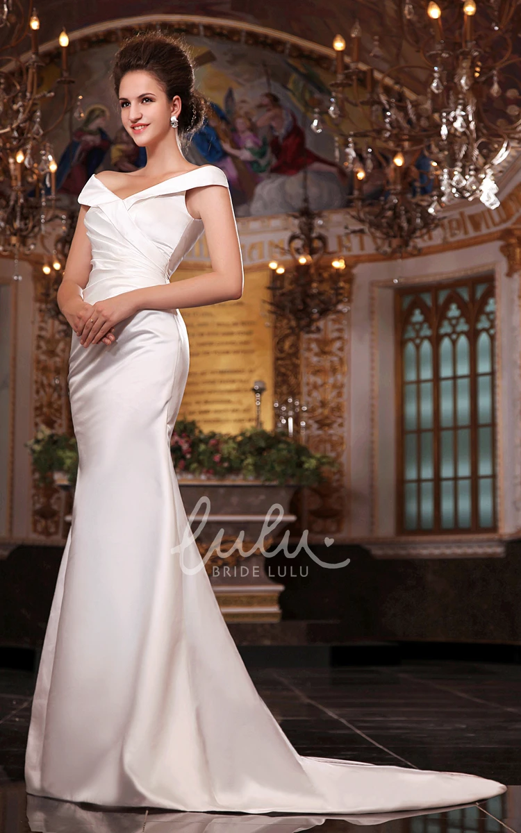 Mermaid Wedding Dress Off the Shoulder Satin Noble Sleeveless