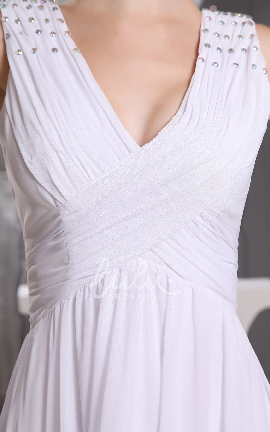 Beaded Empire Waist Long Wedding Dress with Caped Sleeves