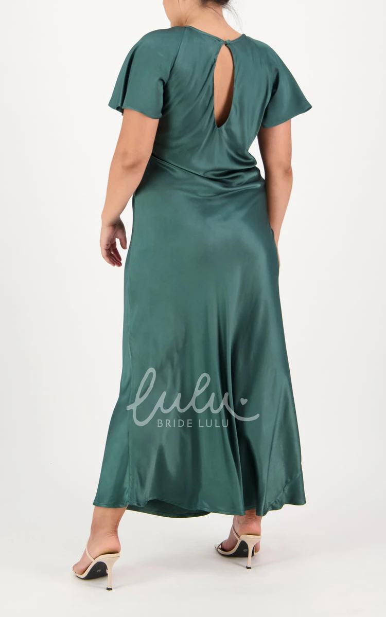 Notched Neckline Charmeuse A-line Bridesmaid Dress with Sash Simple & Classy
