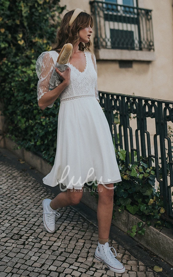 Chiffon A-Line Bridal Gown with Ruching Elegant