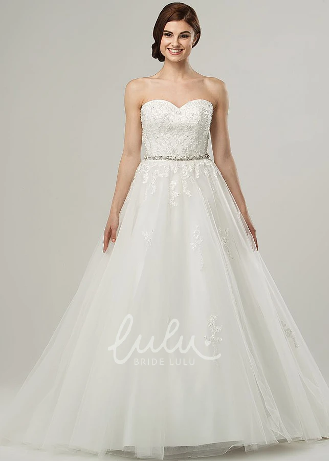 Jeweled Ball Gown Tulle Wedding Dress with Cape Sweetheart