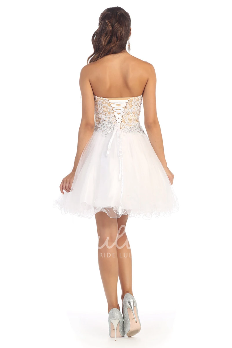 Sweetheart Tulle A-Line Dress with Lace-Up Back and Appliques