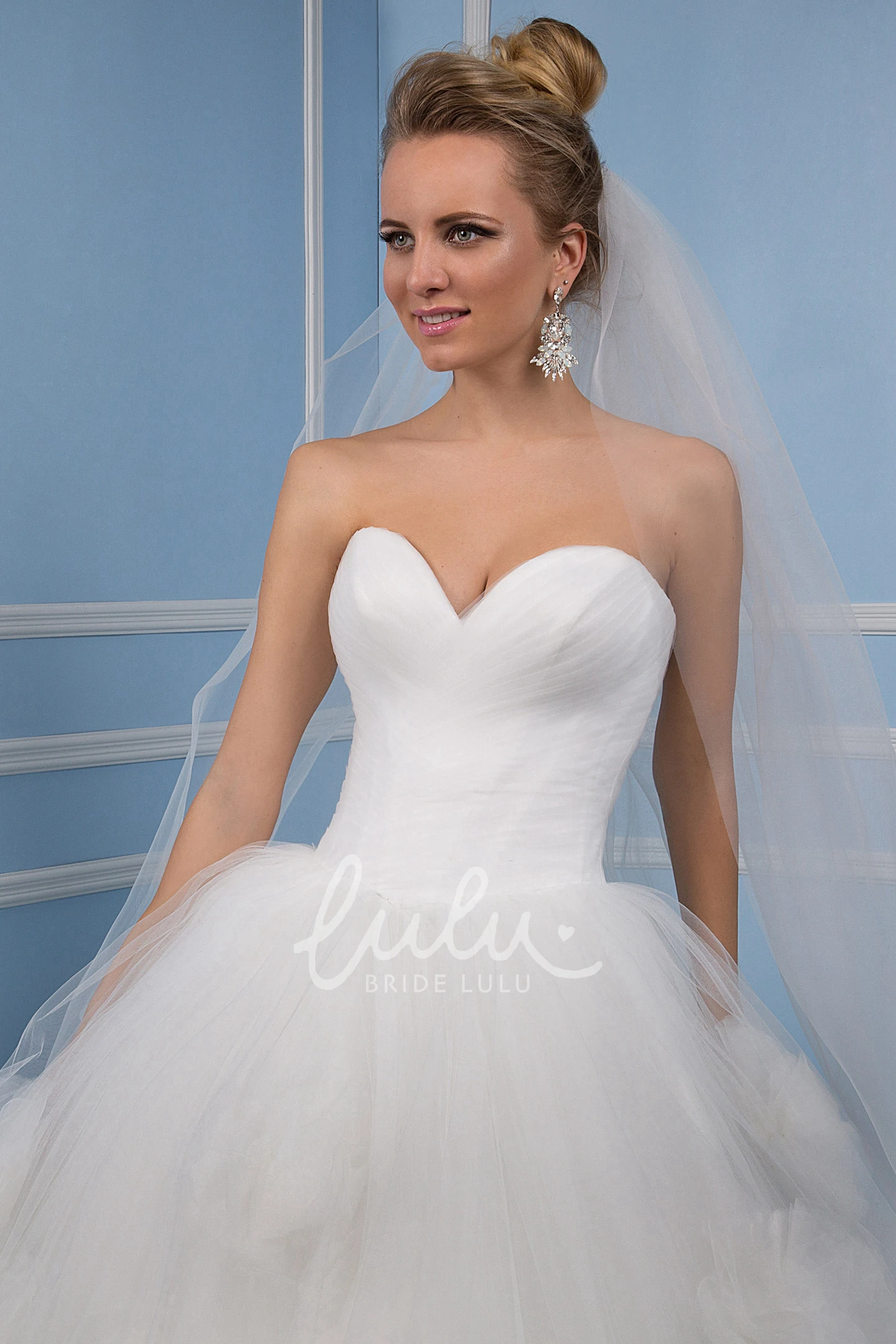 Floral Tulle Sweetheart Wedding Dress Floor-Length