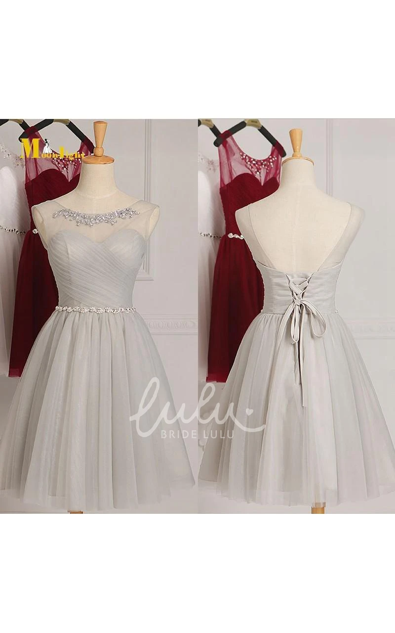Illusion Sweetheart Ruched Bodice Short Country Formal Dress in A-Line Style